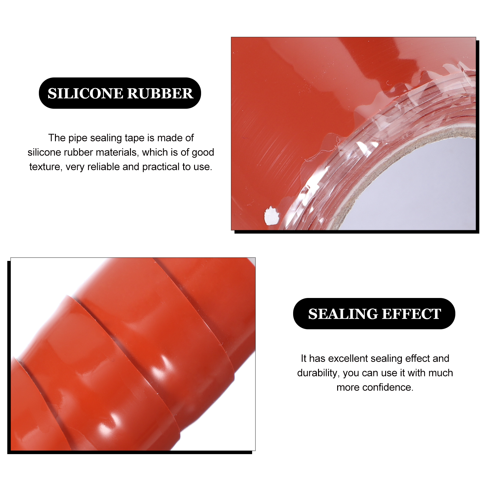 Pipe Waterproof Tape Plumbing Repair Leak Seal Red Silicone Rubber Self Adhesive Hose
