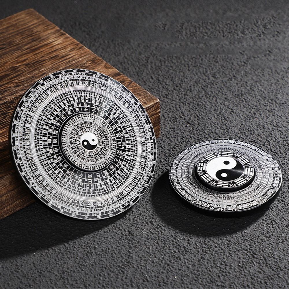 Handheld Tai Chi Fingertip Gyro Bagua Pattern Aluminium Alloy Finger Spinner Chinese Style Retro Zodiac Spinning Toys Office