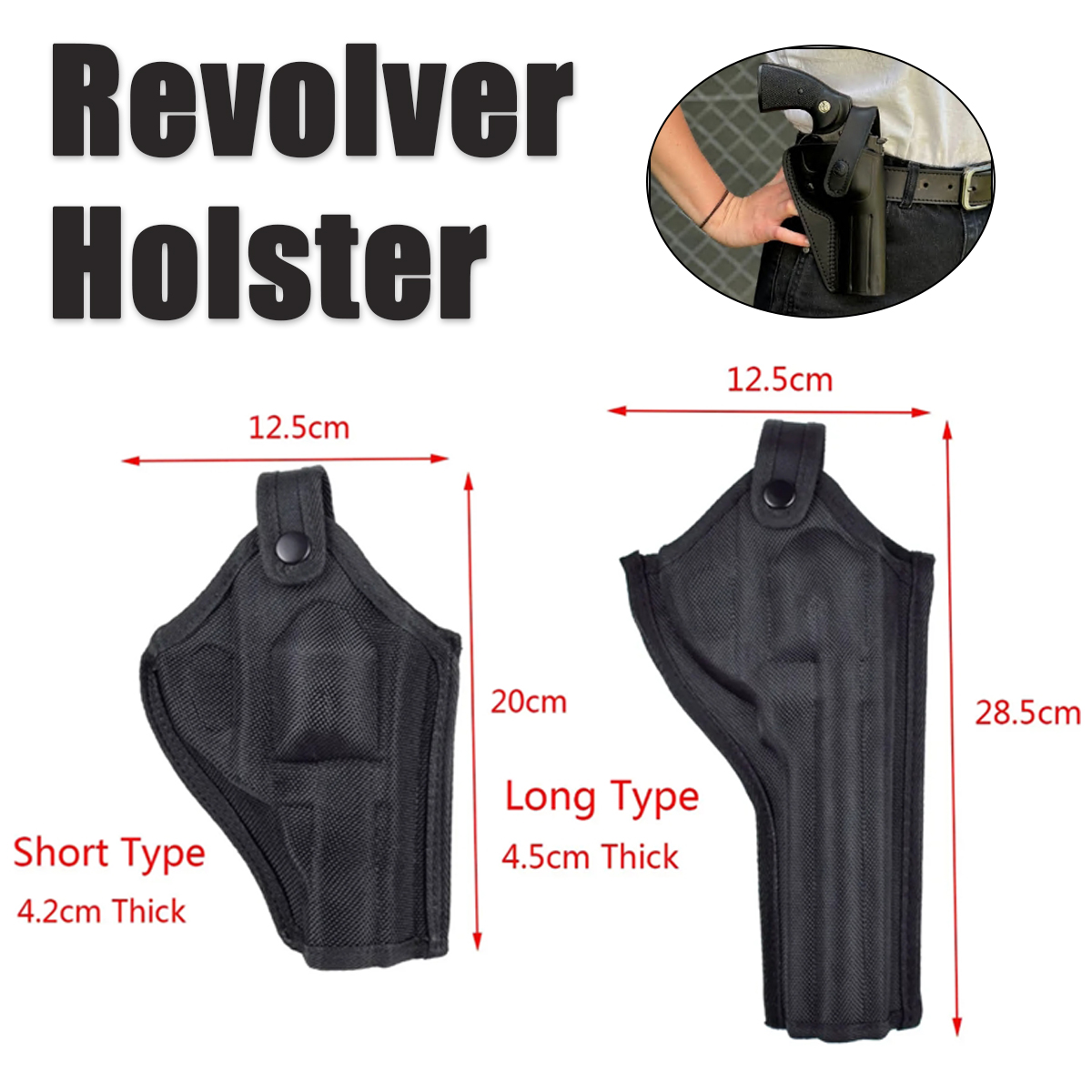Hunting Revolver Gun Holster Outside Waistband Fit Rider Big or Small Bore Revolvers in 8"-11" Barrel Lengths Holster