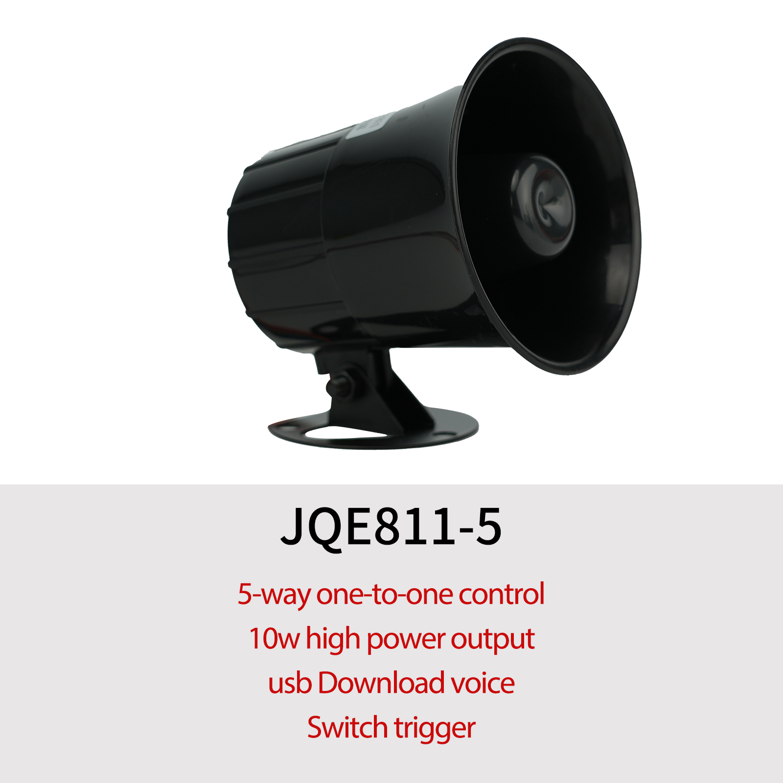 5 Tone Loud Horn Speaker 32V 10W Intelligent Amplifier Alarm Siren and Truck Backup (Red)