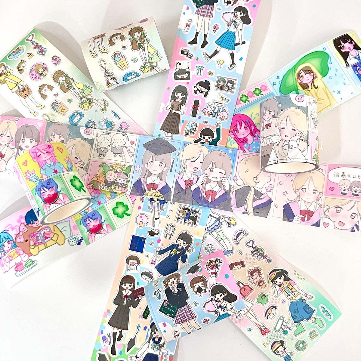 Die-Cut Sticker Tape Washi Tape Korean Decorative Masking Tape Scrapbooking Adhesive Tape Cute Character Deco Sticker