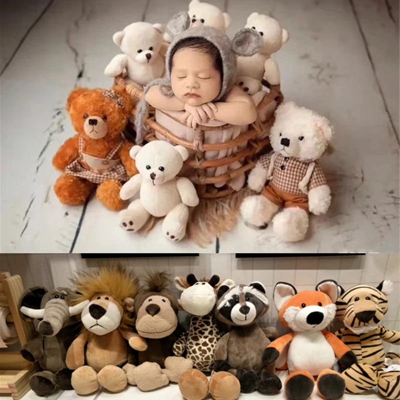 Newborn Photography Props for Baby Cute Animals Dolls Zoo Teddy Bear Fotografia Accessory Studio Shooting Photoshoot Props