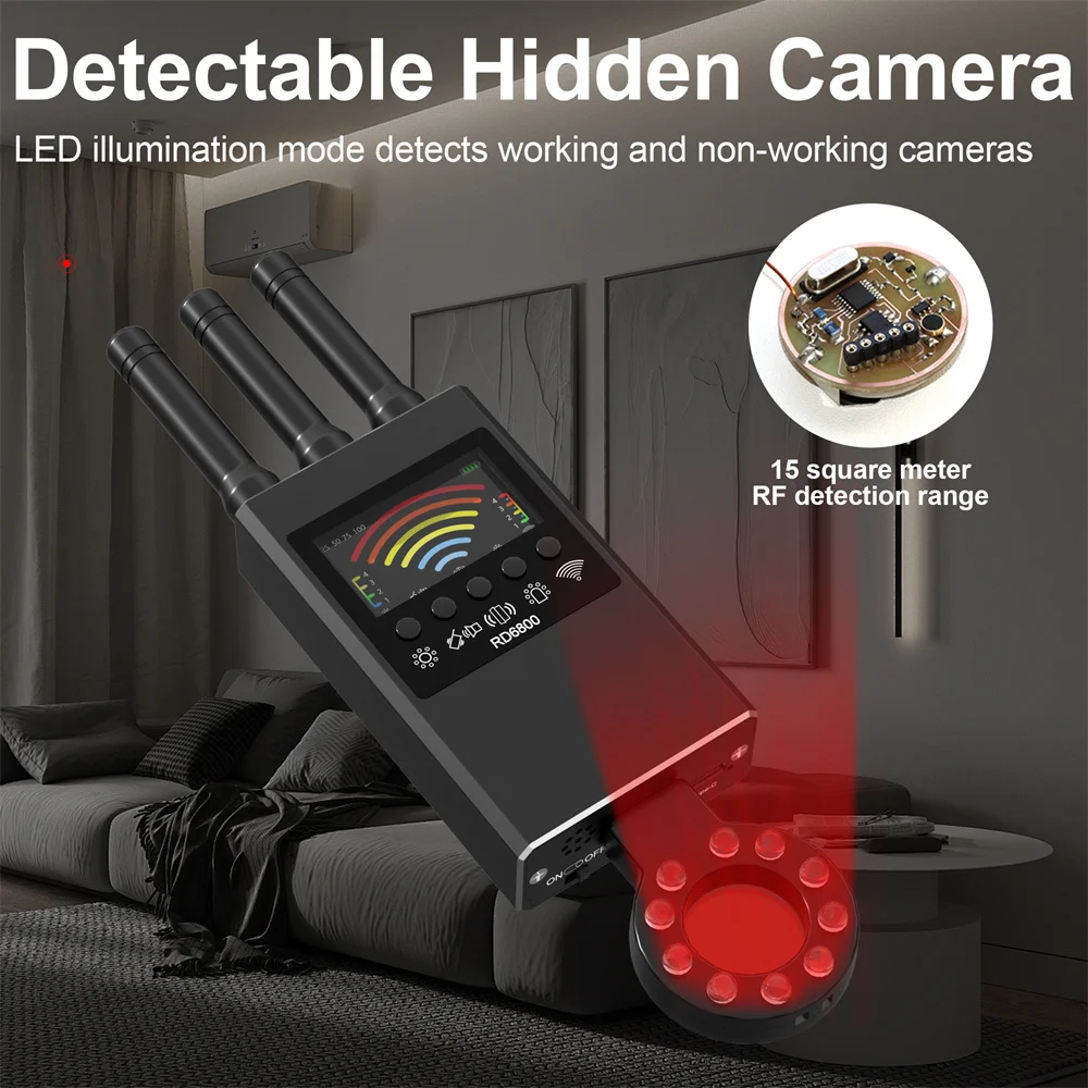 Hidden Camera Detector Anti-Spy Car GPS Tracker Listening Device Bug RF Wireless All Signal Scanner Gadget Security Protection