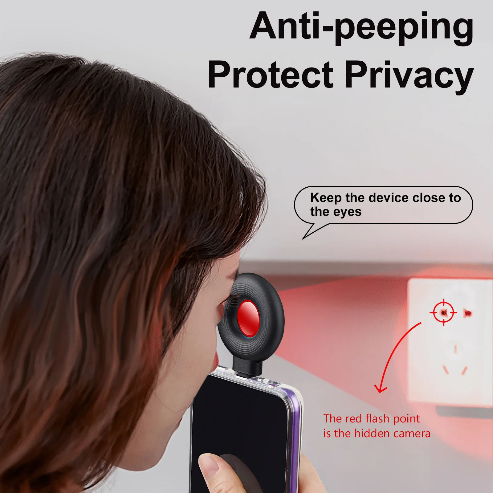 Portable Mini Anti-Peeping Detector Home Hotel Infrared Anti-Candid Shooting Pinhole Camera Mobile Phone IOS &amp; Type-C Interface