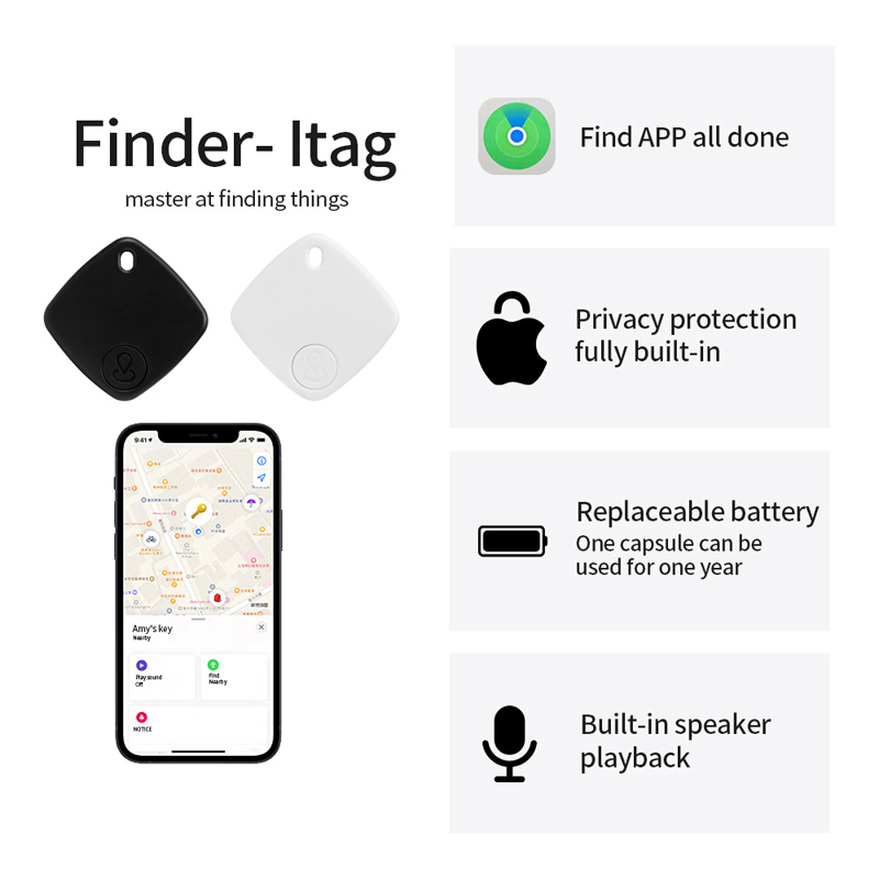 Keychain Luggage Pet Finder Bluetooth Anti Loss Device IOS Wallet Locator Smart Tag Mini GPS Tracker Works with Apple Find My