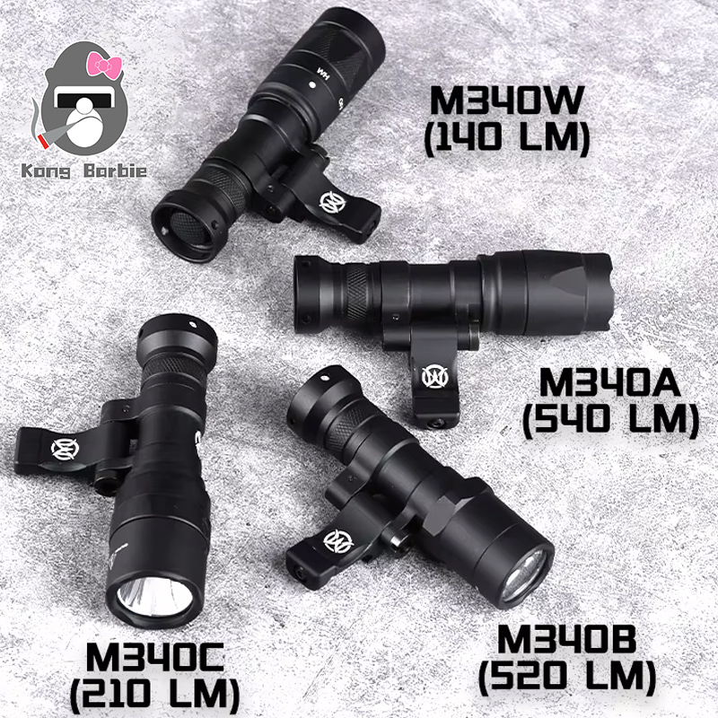 Wadsn M340A M340B Tactical Flashlight M340C M340W Strobe Scout Light Hunting Weapon Lamp FAST Helmet ARC Picatinny Rail Mount