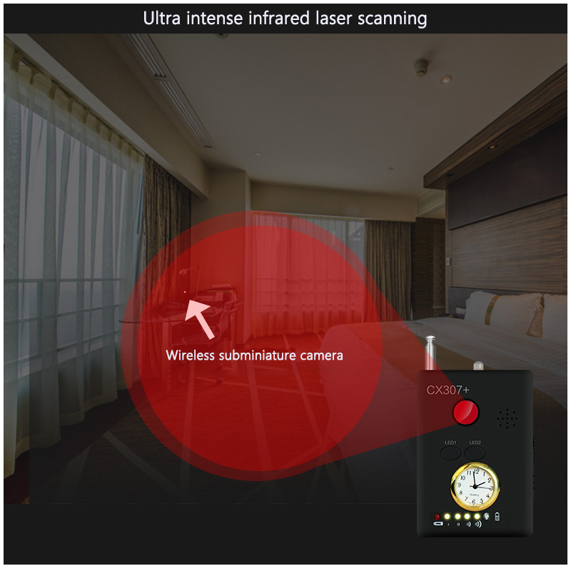 CX307+ Infrared Laser Scanning Anti Camera Eavesdropping Location Monitoring Sneak Shooting Wireless Signal Device GPS Detector
