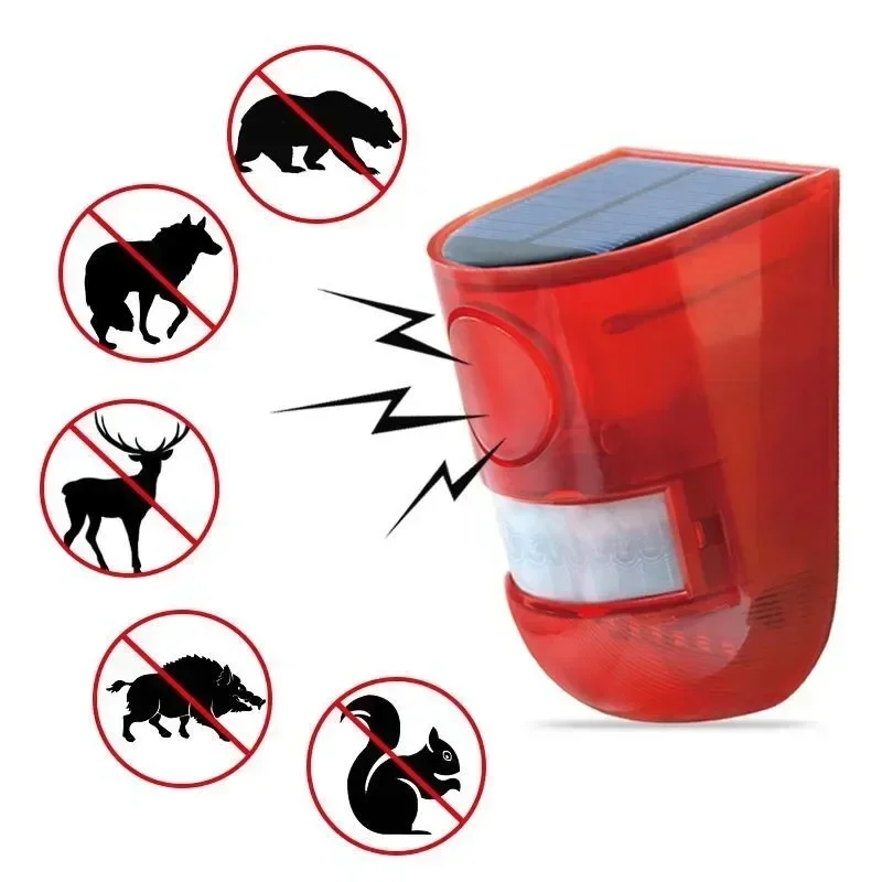 Solar Strobe Light Alarm Motion Sensor Outdoor Sound Alarm Siren 129db Security Alarm Light IP65 Waterproof