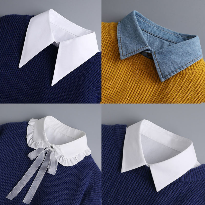 White Fake Collar Shirt Women Shawl Detachable Shirt Collar Lace False Collar Lapel Blouse Women Clothes Accessories Faux Col