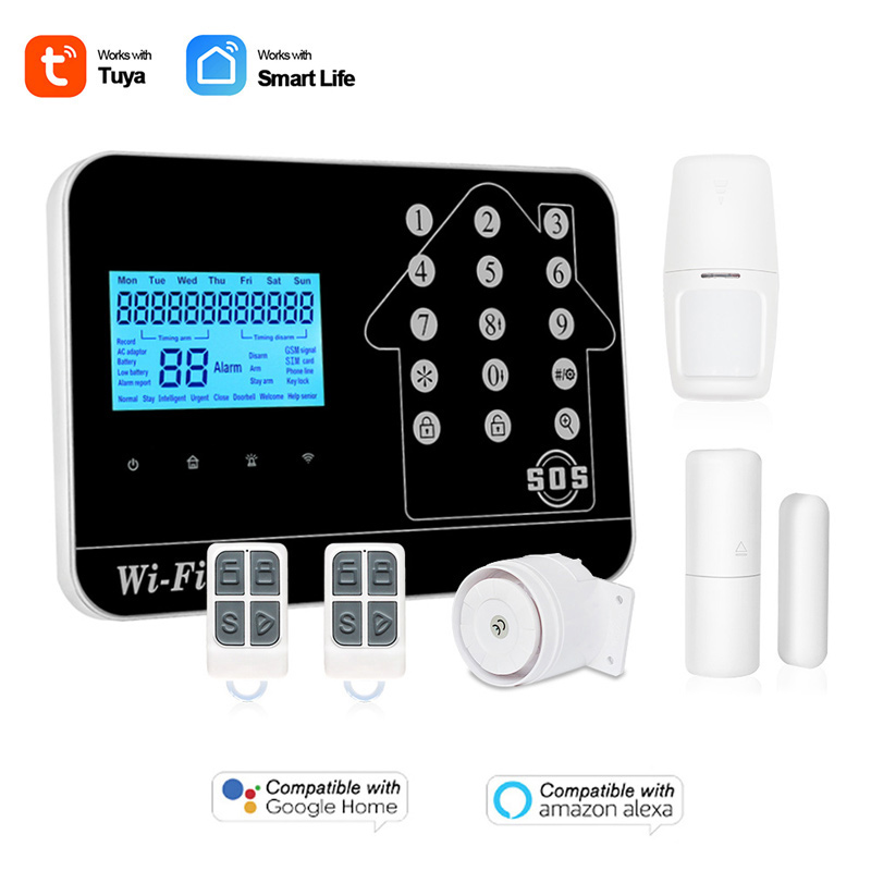 Tuya Smart Timing Arm/Disarm Voice Control 433MHz Wireless Home Burglar Securlty Alarm System WIFI+GSM+PSTN Anti-theft Alarm