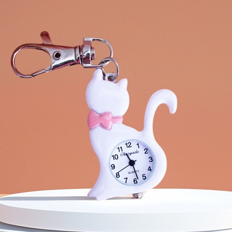 2025 hello Kawaii cat children boys girls quartz pocket watches kids women men Christmas Keychain necklace watches Nurse clock