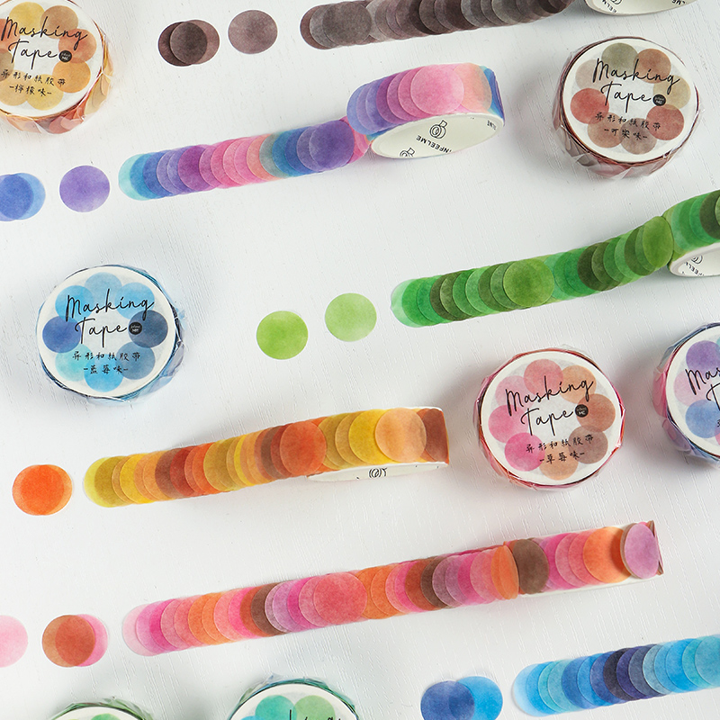 Journamm 100pcs Candy Color Dot Adhesive Stickers Washi Tapes Junk Journaling Scrapbooking Kawaii Decorative Stationery Tapes