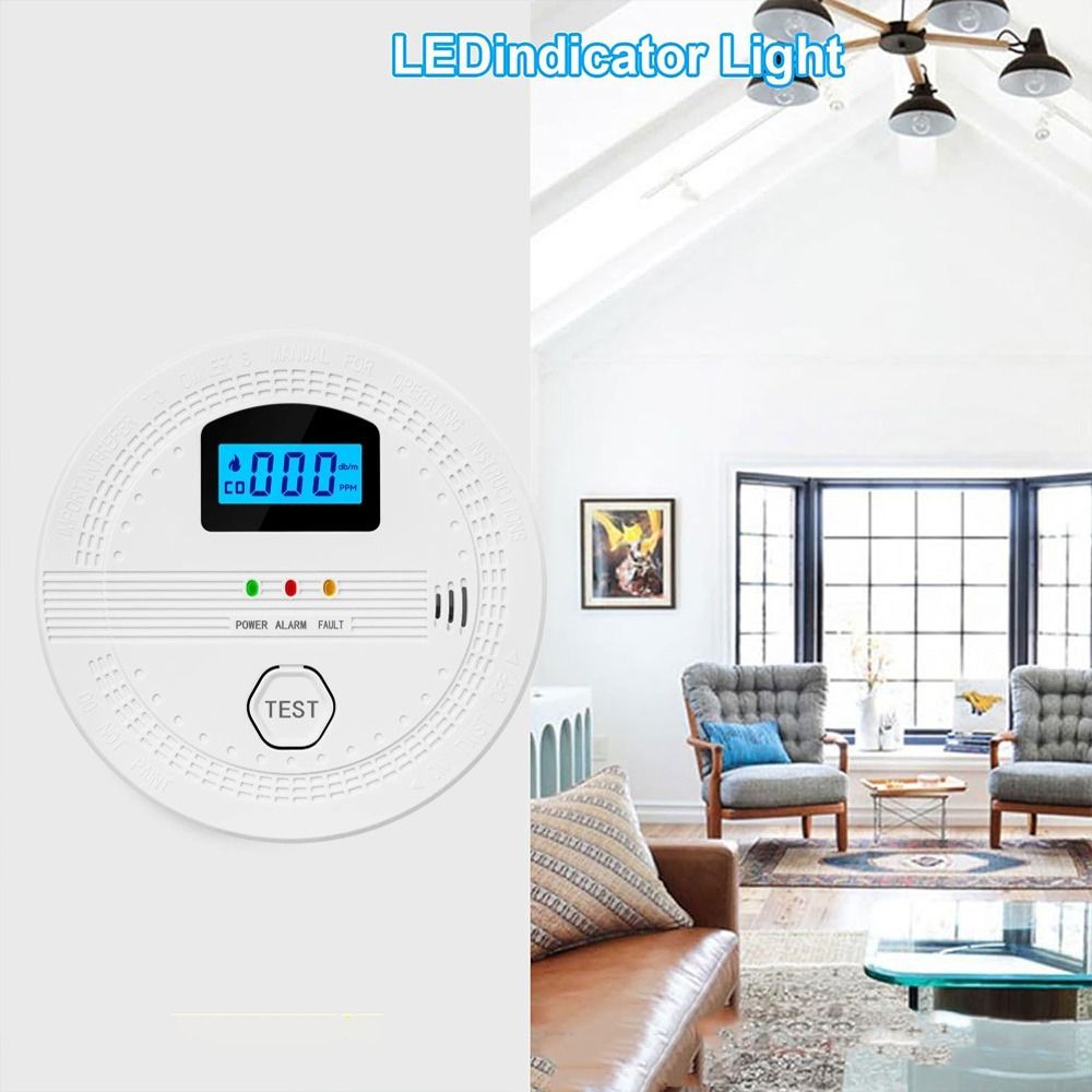 LCD Digital Display 2 in 1 CO Smoke Detector Audible Alarm LED Indicator CO Gas Monitor Alarm Battery Powered Smart
