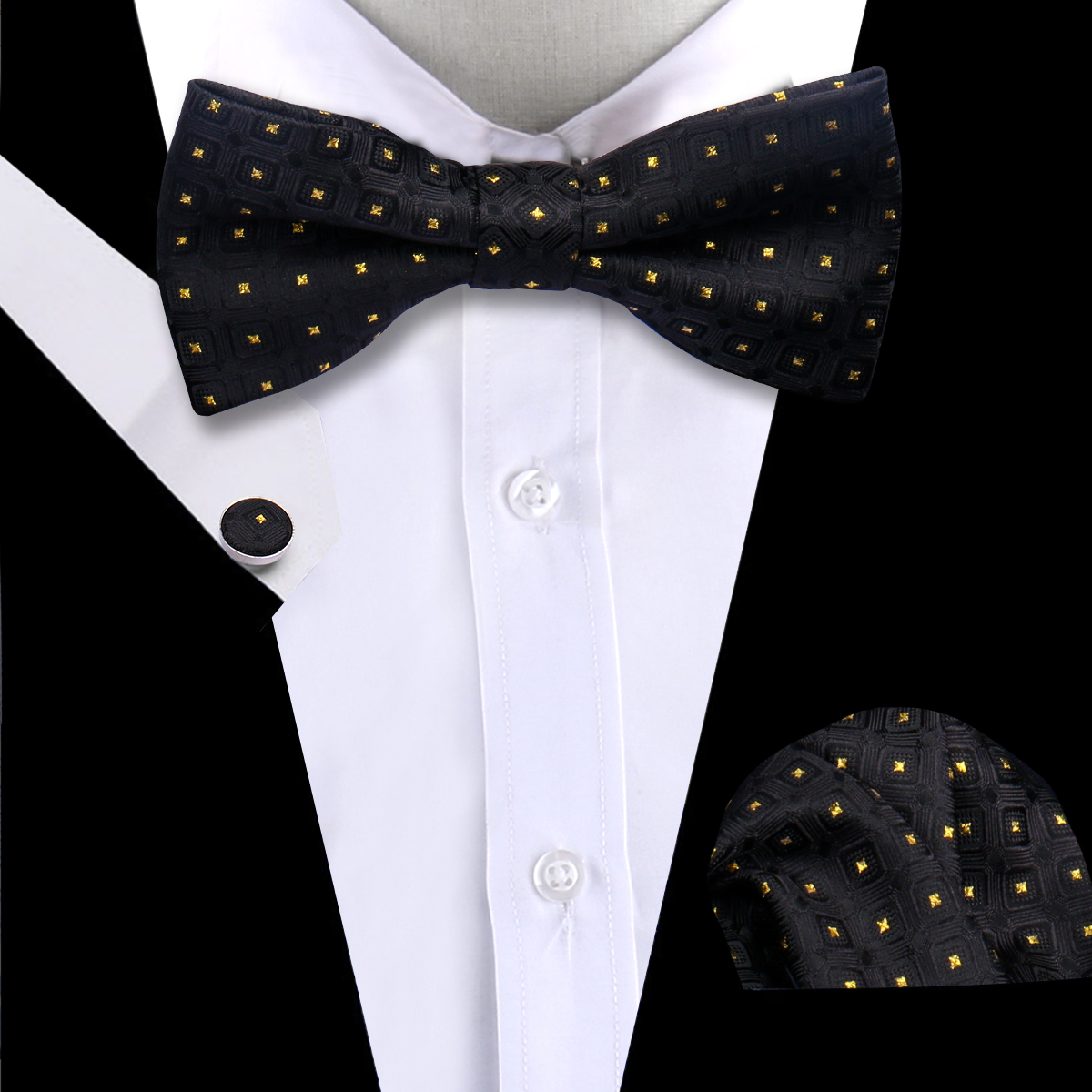 Fashion Elegant Man Suit Luxury Striped Dot Paisley Plaid Bow Tie Handchief Cufflink 3-piece Business Wedding Party Gifts