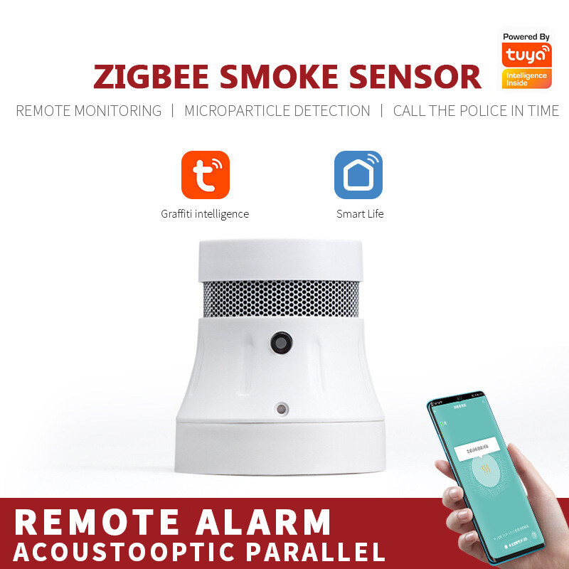 Household Low-power Fire Detection Tuya Graffiti Smart Zigbee Smoke Detector Wireless Gas Leak Alert Remote Push Alarm Sensor