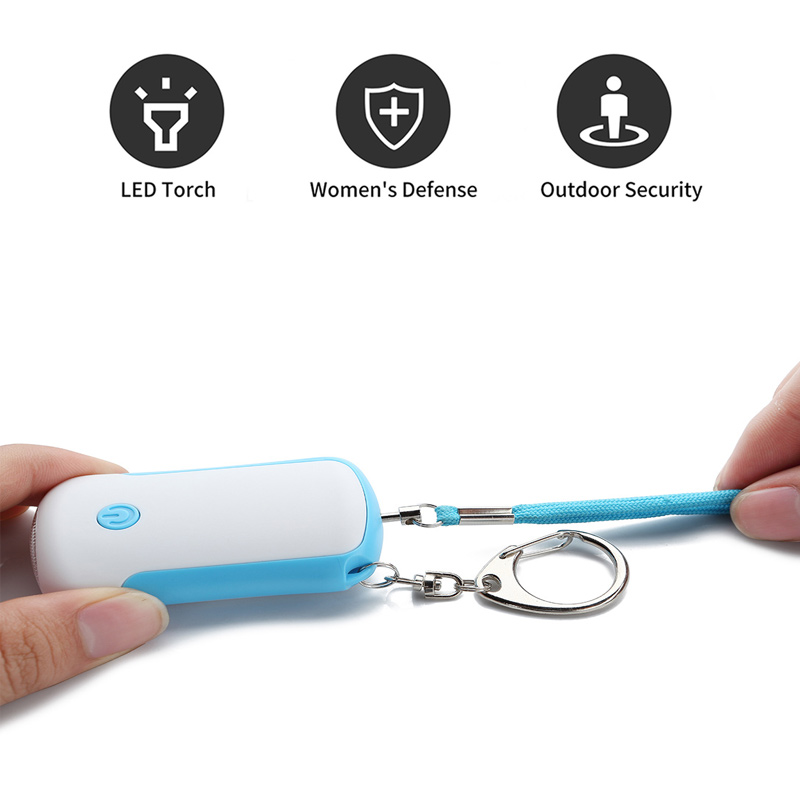 High Decibel Personal Anti-robbery Alarm Super Bright Flashlight Key Ring Pager Lady Old Man Child Distress Device LED Light