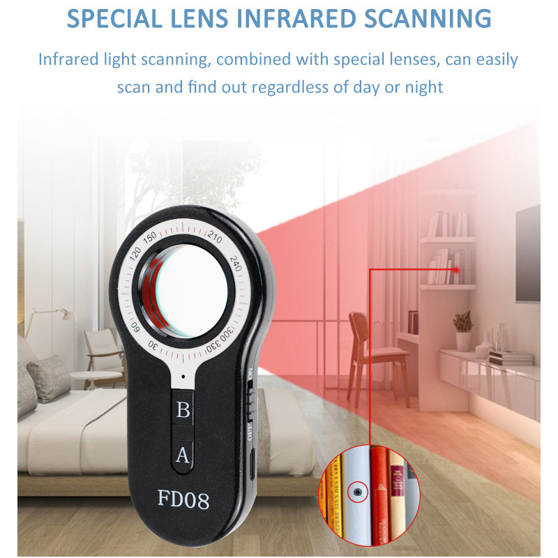 FD08 Anti Stealing Eavesdropping Monitor Spying Detection  Vibration Alarm GPS Camera Scanner Wireless Signal Infrared Detector