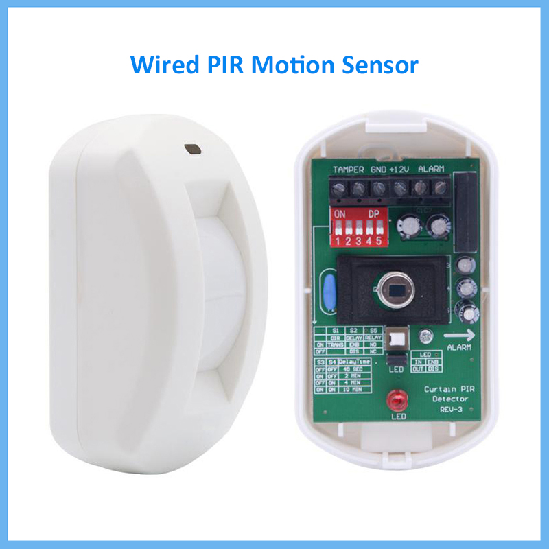 Wired Curtain Window PIR Motion Sensor Infrared Motion Detector to All Wired Alarm Panels for Smart Life House Security Protect