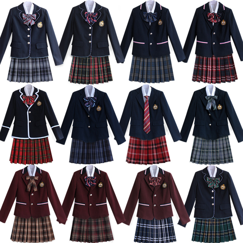 Women&#039;s Korean British Japan School Uniform Outfits, Girls Anime Cosplay Costume, Dress Clothes Set, 5Pcs