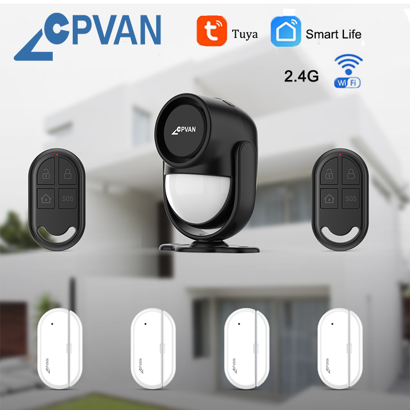 CPVAN Home Alarm System Wireless Wifi 2.4G Home Burglar security Alarm Motion Detector door sensor support Tuya Smart Life APP
