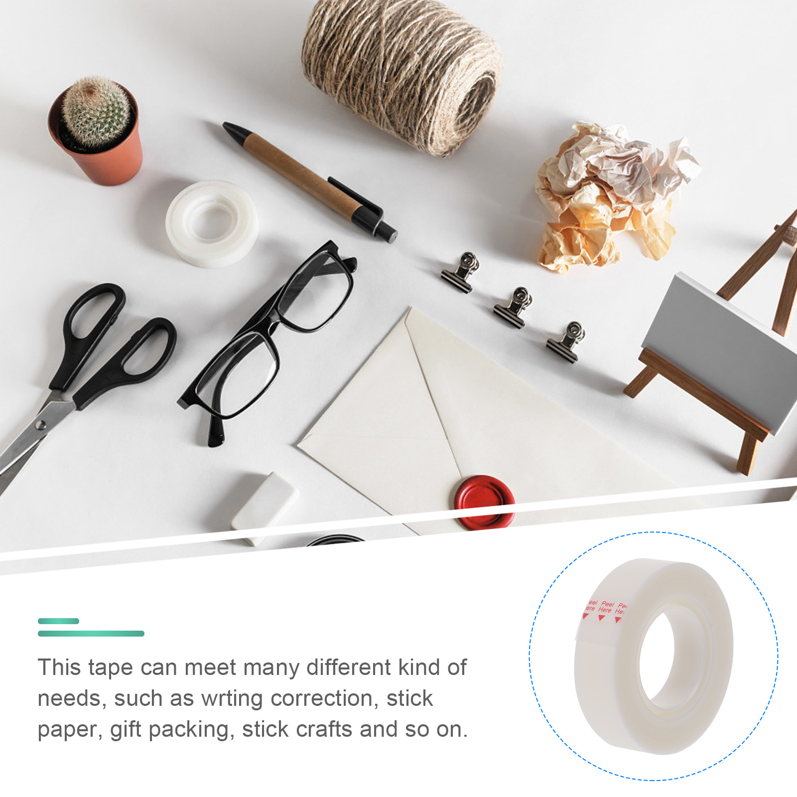 6 Rolls Writable Tape Invisable Correction Frosted Masking with Dispenser Matting Film Clear Office
