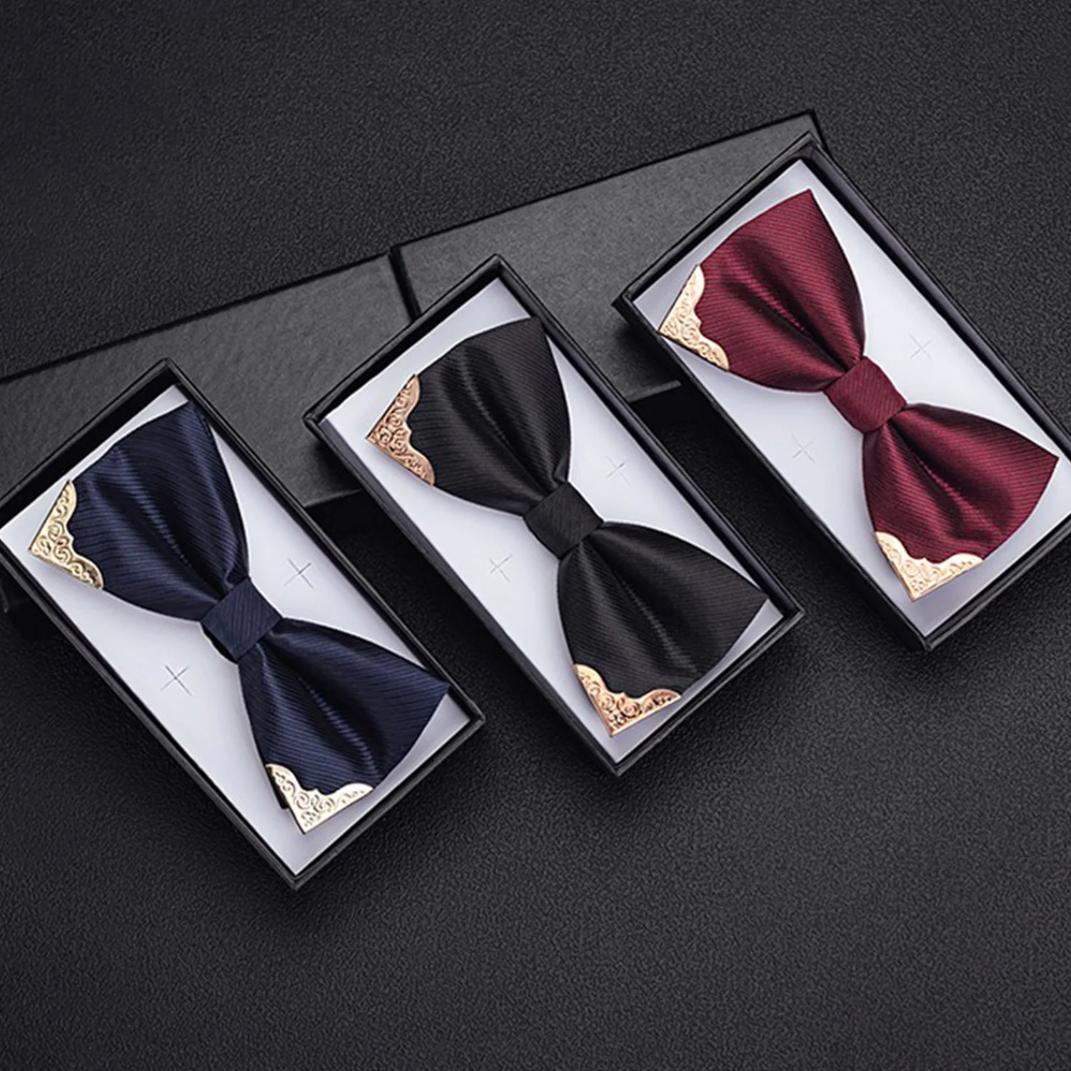 Men&#039;s solid color black red tie formal wedding tie men&#039;s and women&#039;s casual metal sequins bow tie banquet tie accessories