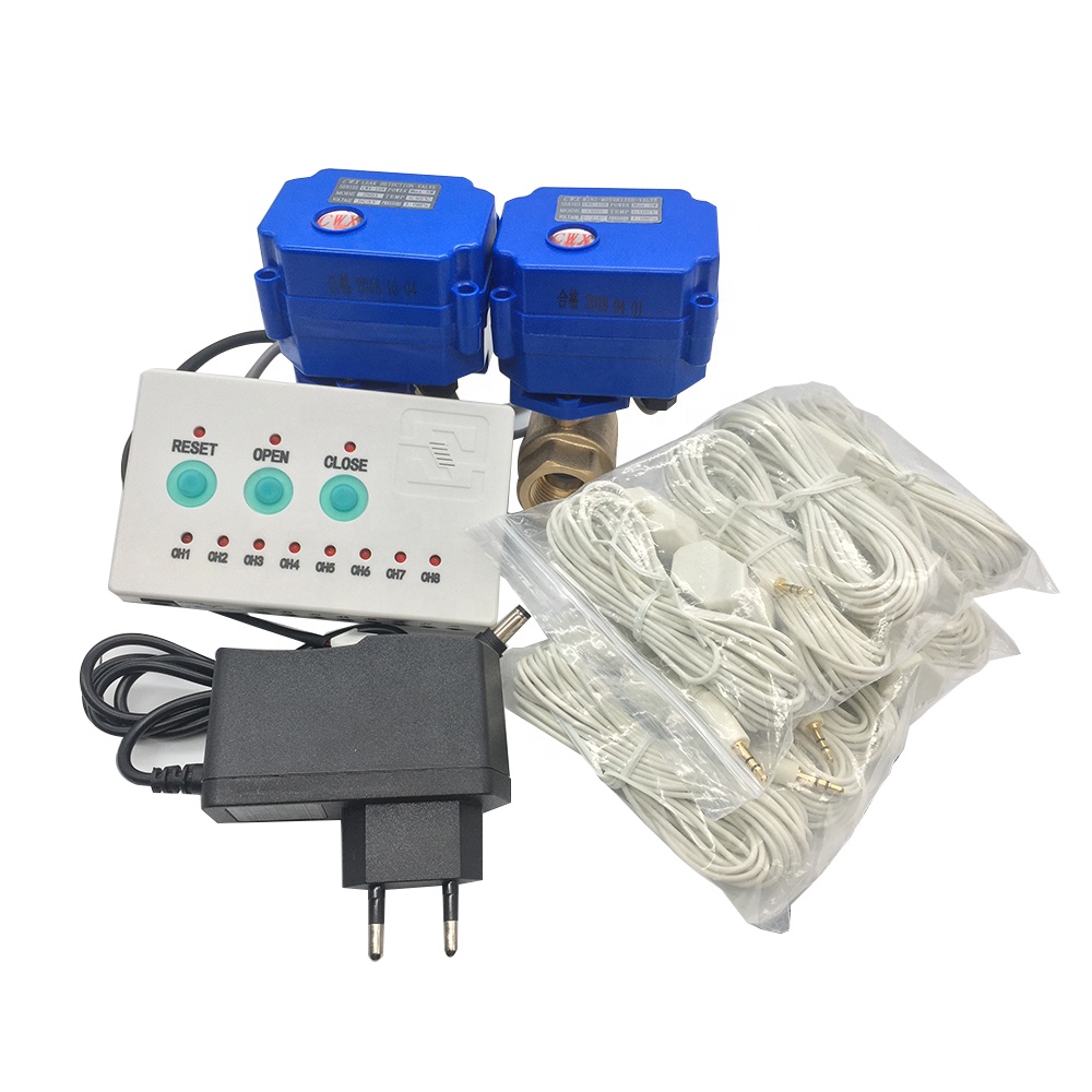 Water Leak Detector with Shutoff Crane DN15 DN20 DN25 ,Sensors and Sounds Home Alarm,Automatic Water Leak Shut Off Valve System