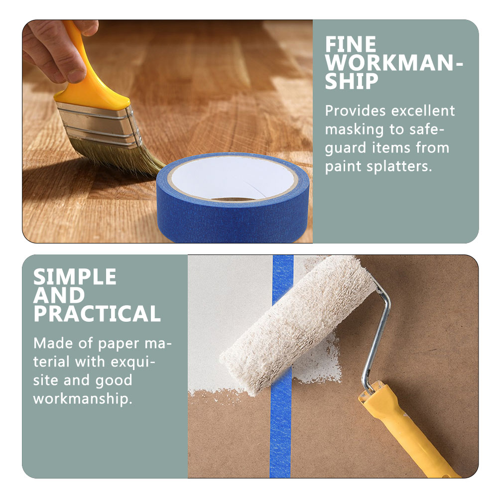 4 Rolls x 20m Colored Masking Tape Blue Paper Low Artist Tape Tack No Residue Wall Spraying Painting Art Craft