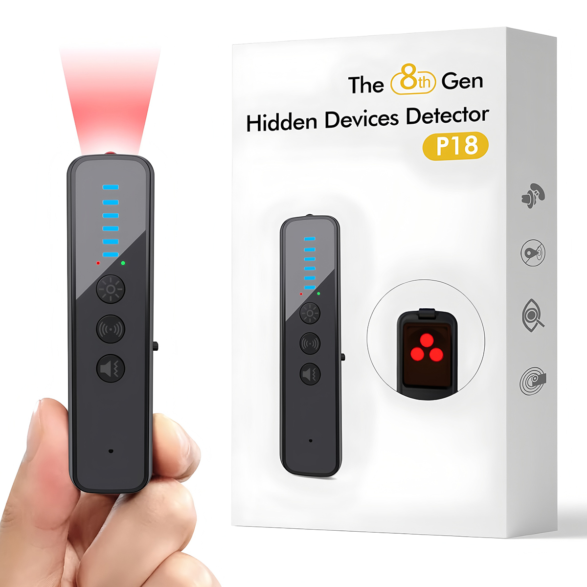 Portable signal detector anti-peeping camera finder anti-spy infrared scanner signal source anti-lost sound and light alarm