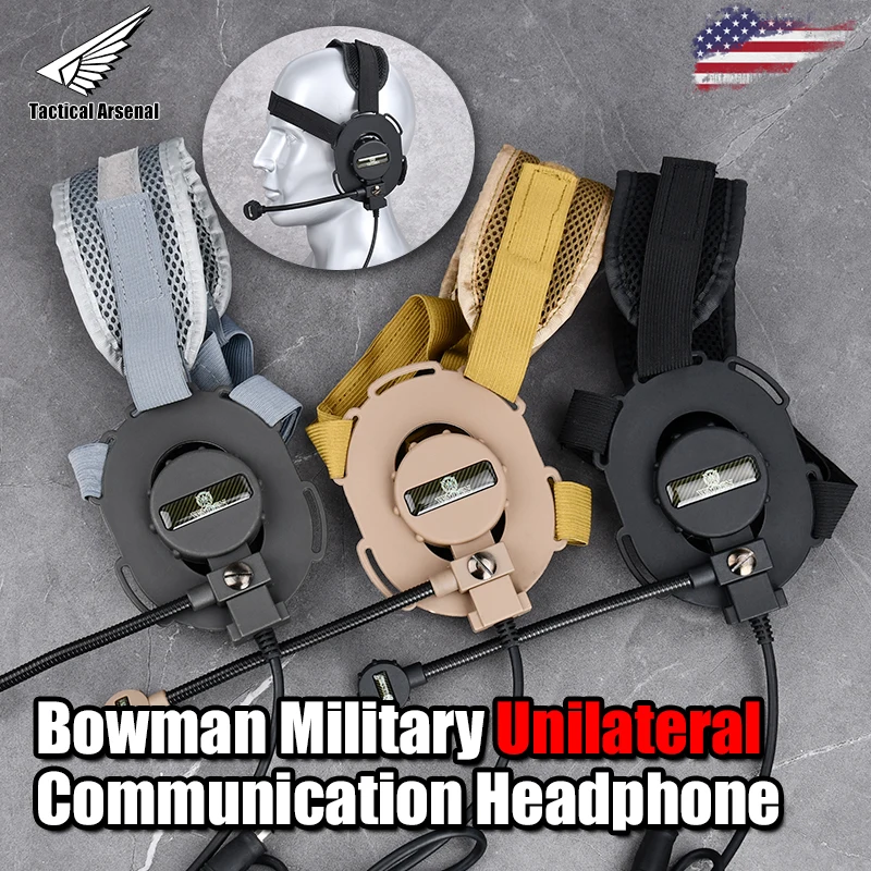 WADSN Tactical Bowman Military Unilateral Communication Headphone Softair Evo Wargame Shooting Hunting Headsets Equipment