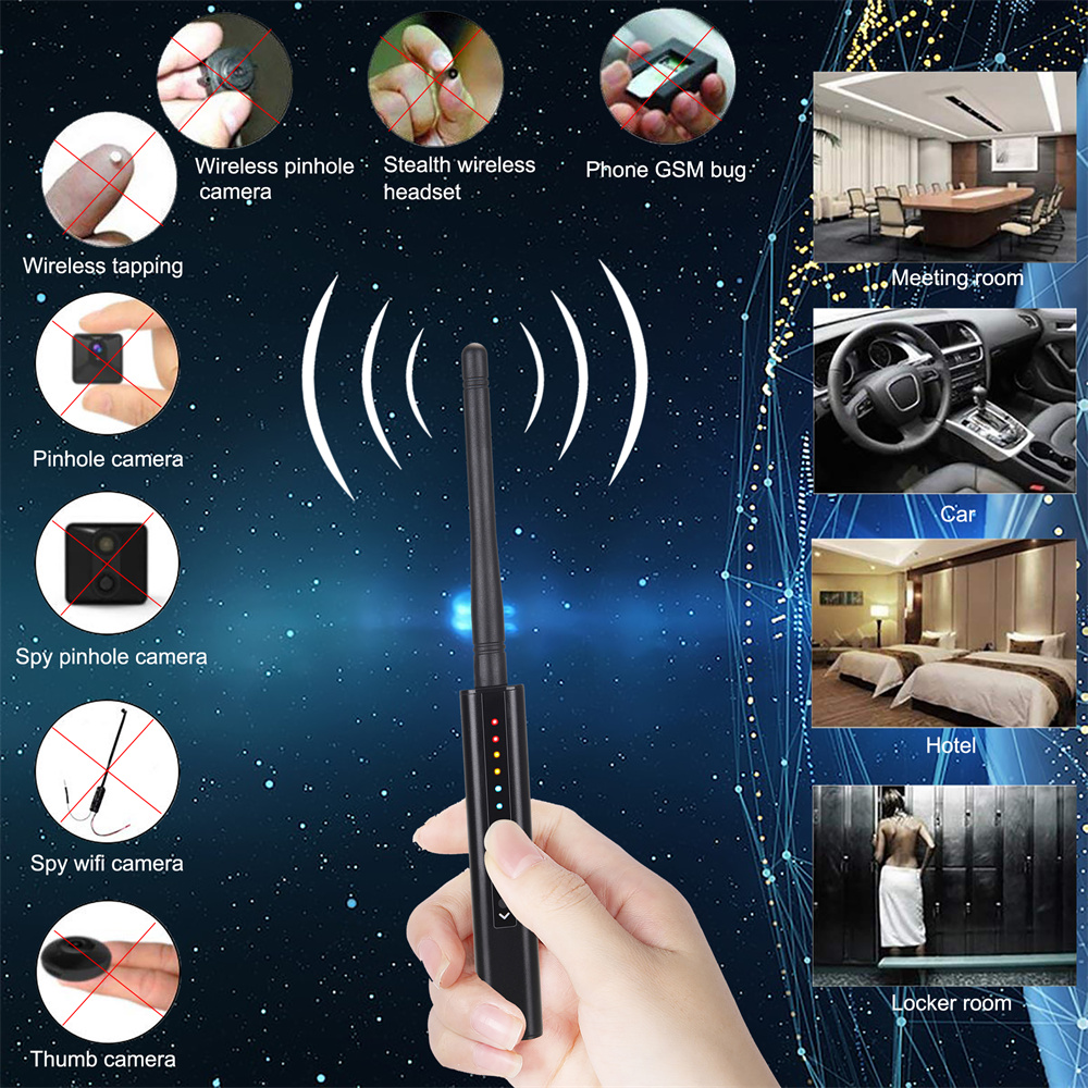 Wireless RF Signal Detector Bug Mini Audio Anti-Spy Camera GSM Finder GPS Signal Lens RF Locator Tracker Detects Radio Scanner