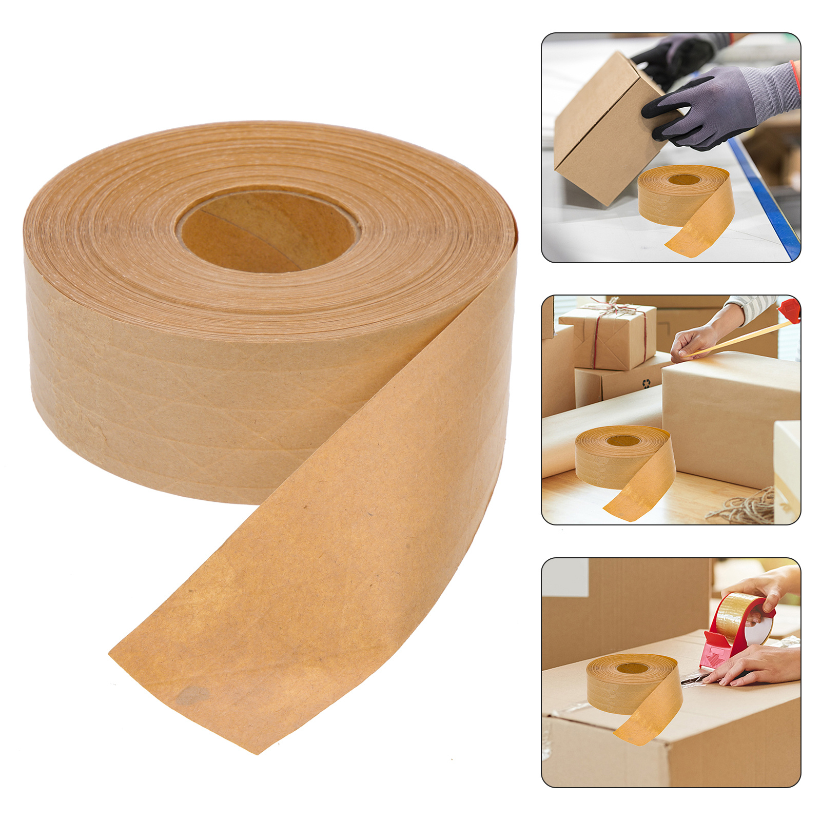 1 Roll Brown Paper Packing Craft Writable Sealing Tape For Diy Household Packaging Box Shipping Carton Flatback Adhesive Tape