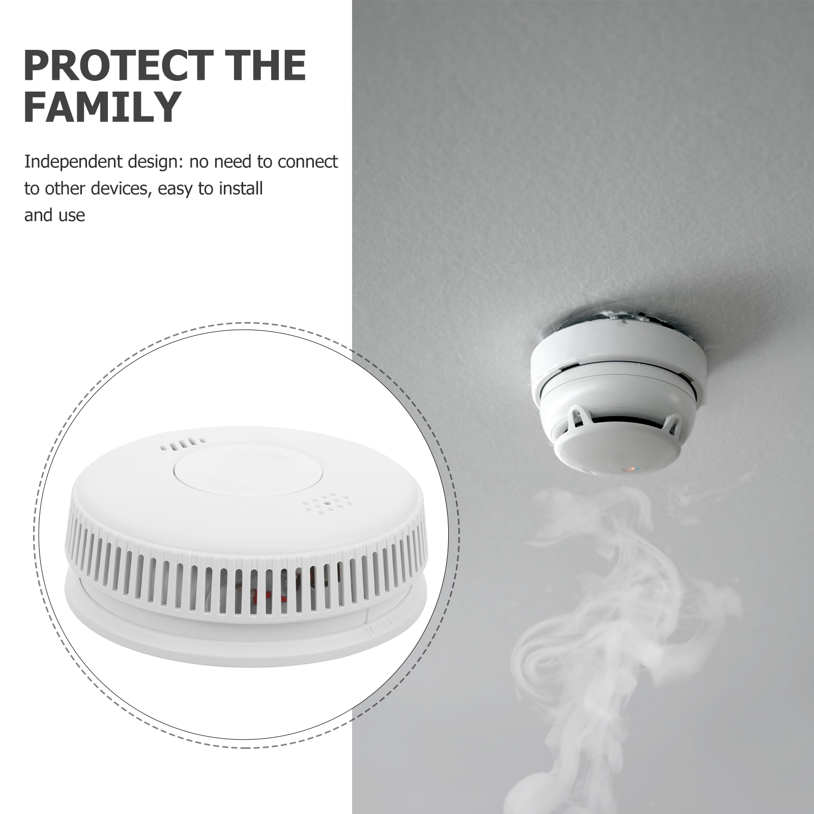 Powered Round Fire Fast Sensing Time Durable Plastic Safety For Home Office Hotel Detecting Device Fire Safety