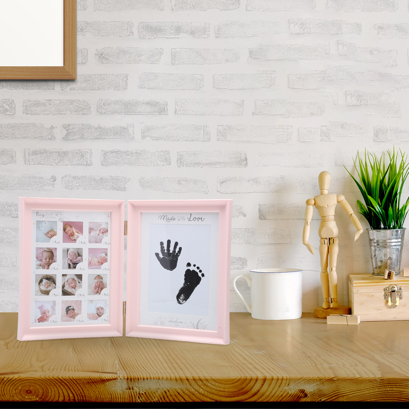 1 pc Eco-Friendly Baby Handprint Footprint Frame Durable Keepsake Christening Gift Newborn Decoration Growth Record Photo Holder