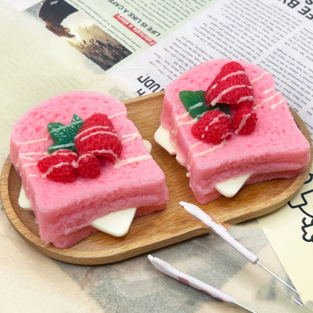 Anti-stress Slow Rising Squeeze Toy Tpr Cake Shape Slow Rebound Toy Simulation Toast Soft Stress Relief Toy Office Workers