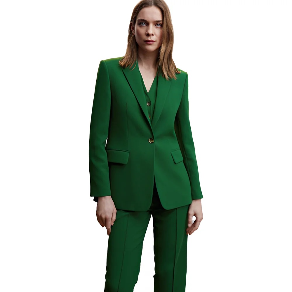 Elegant Women&#039;s Suits Office Notched Lapel Jacket Trousers Vest 3 Pieces Single Breasted Custom Tuxedo Suitable Formal Occasions