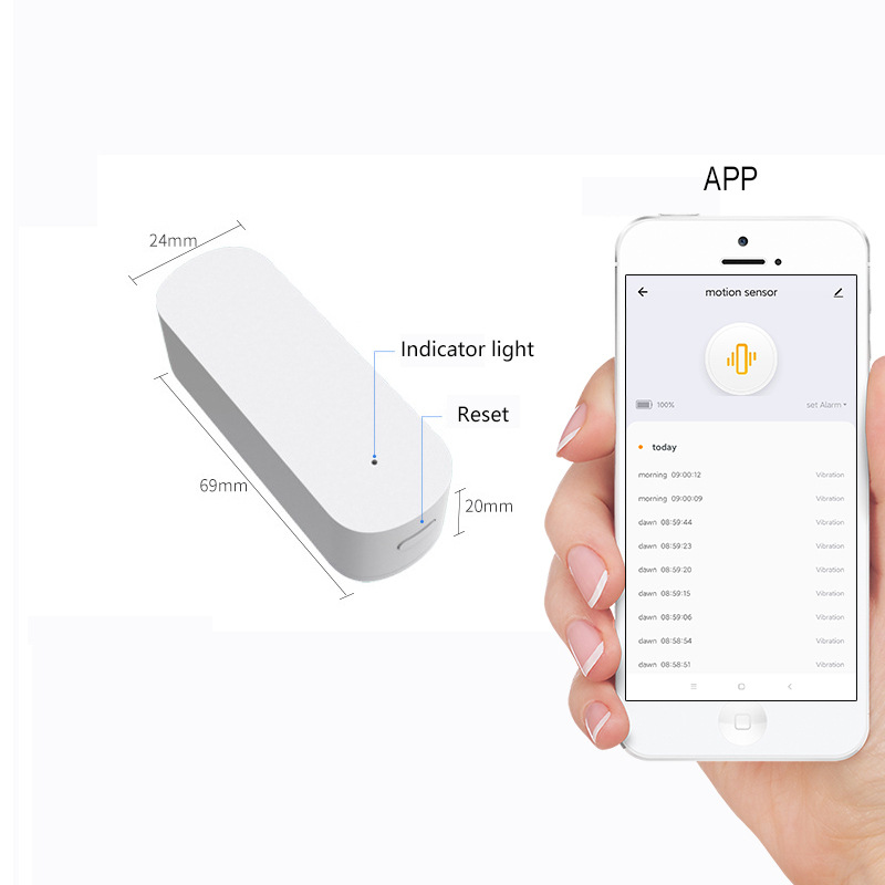 Tuya Graffiti ZigBee Vibration Detector Smart Motion Sensor Anti Theft Alarm Door Window Table Safe Real-time Monitoring