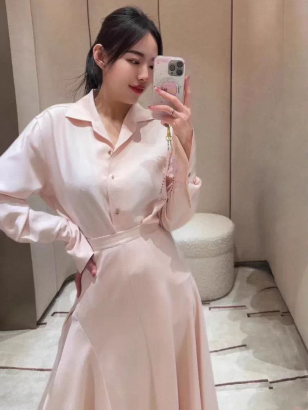 Elegant luxurious women&#039;s solid color pure linen midi skirt suit