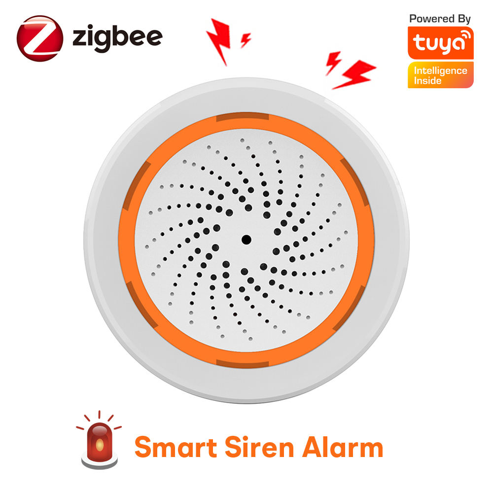 CUSAM Tuya Smart Zigbee Sound and Light Alarm Siren with Strobe Alerts 90dB Speaker for Home Security