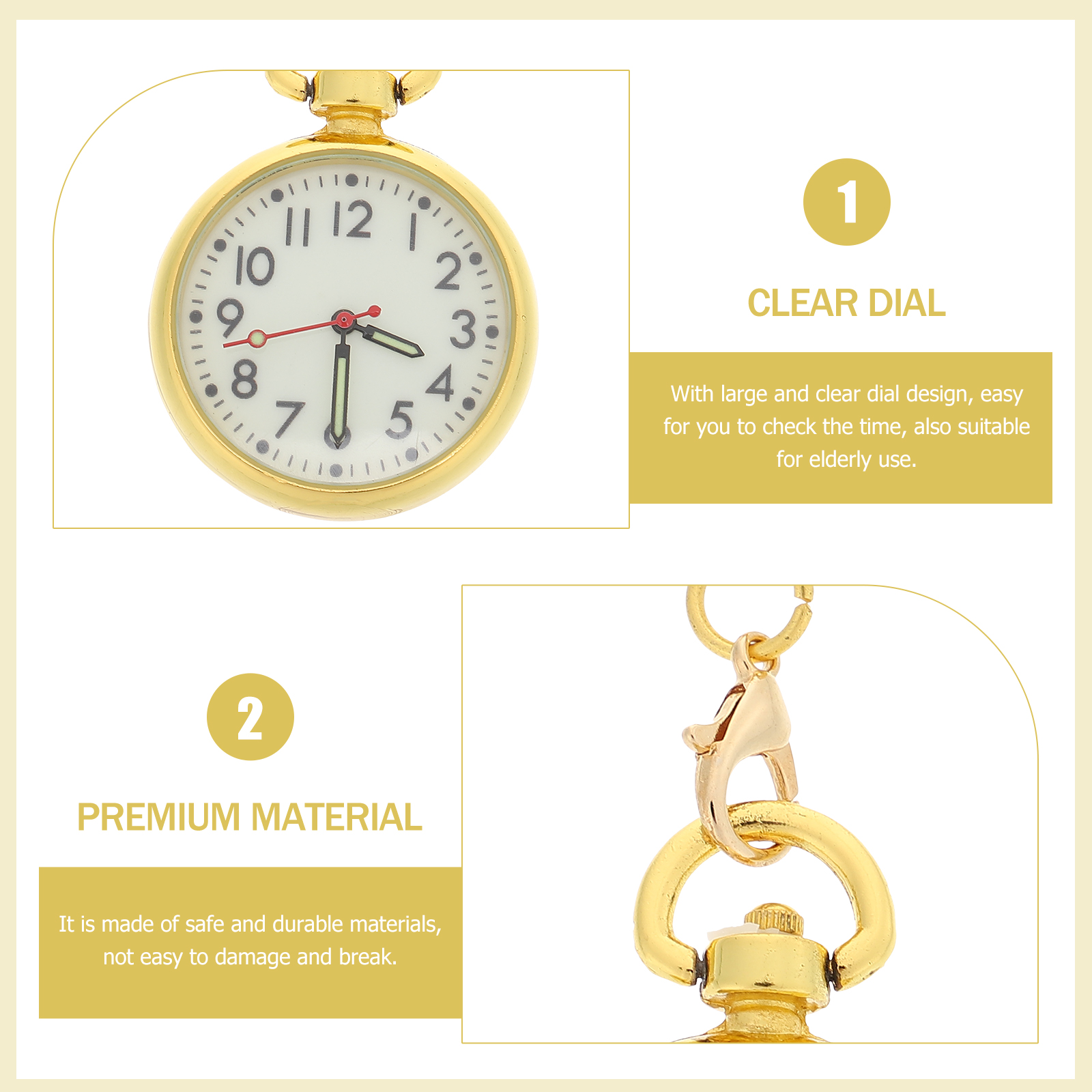 Luminous Nurse Nursing Watches Small Pocket Buckle Night Glowing Fob Stainless Steel