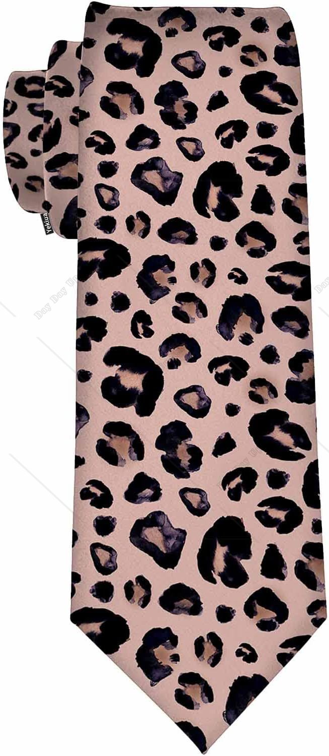 Pink Leopard Men&#039;s Tie Baguette Bike Other Country Symbols Formal Business Wedding Neckties Ties for Men One Size