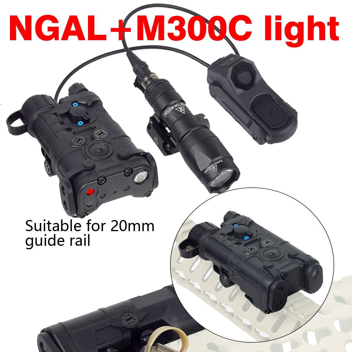 Tactical NGAL Red Green Blue Laser Indicator Surefire M600 Hunting Scout Light with AXON UNITY Dual Control Switch Fit 20MM Rail