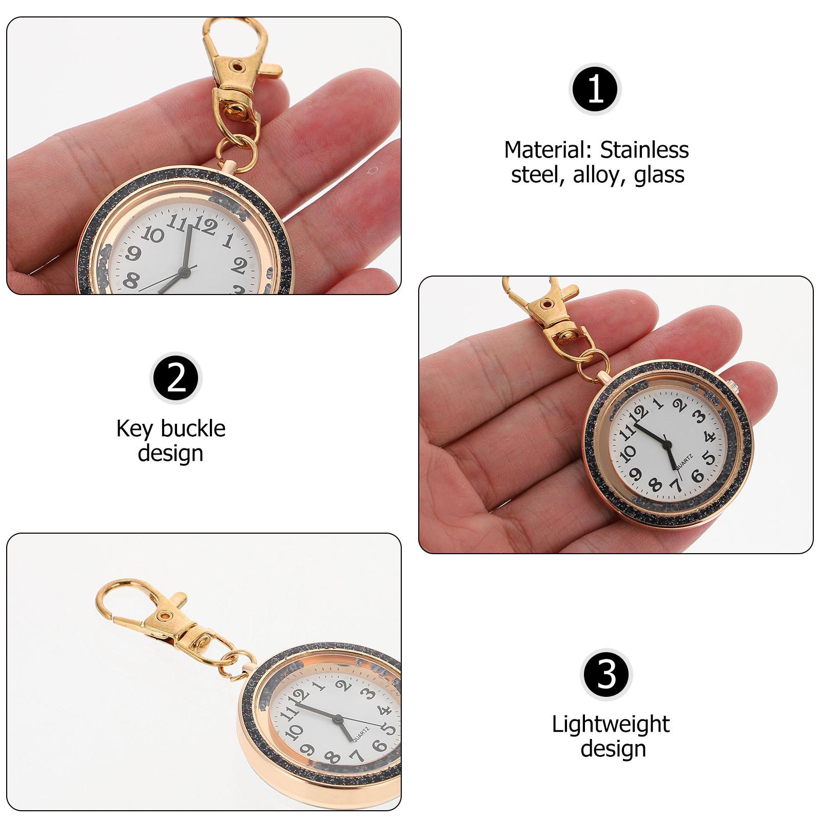 Pocket Watch Rhinestone Hanging Table Mechanical Keychain Smooth Fashion Quartz Vintage Mens Pocketwatch Women&#039;s