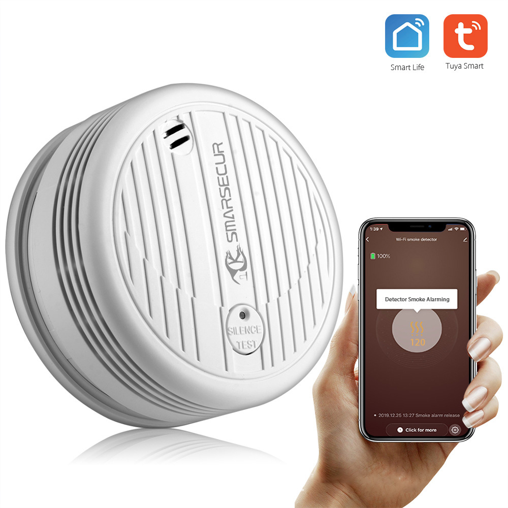 Tuya Intelligent Wifi Smoke Detector Fire Sound-light Smoke Alarm Mobile Phone App Prompt Smart Home Control System