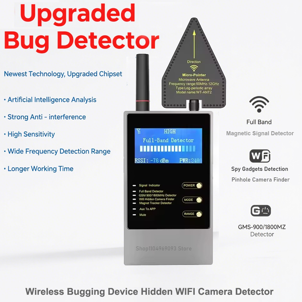 Wireless Bug Mini Spy Gadgets Detector Antiradar Hidden Camera Spy GSM GPS Tracker Eavesdropping Spy Devices Magnetic Detectors