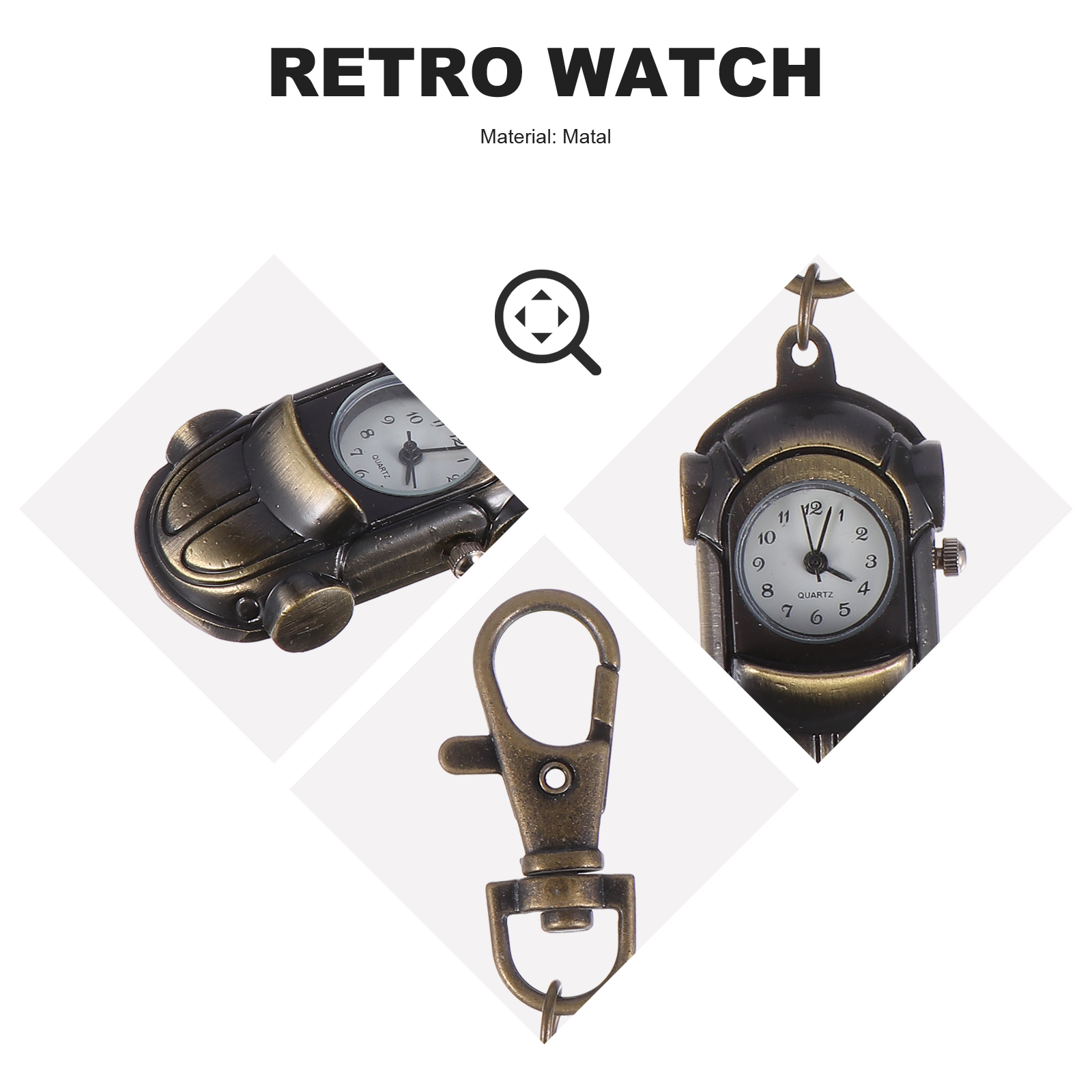 Car Pocket Watch for Sweater with Chain Shape Small Decorative Titanium Creative Gift Vintage