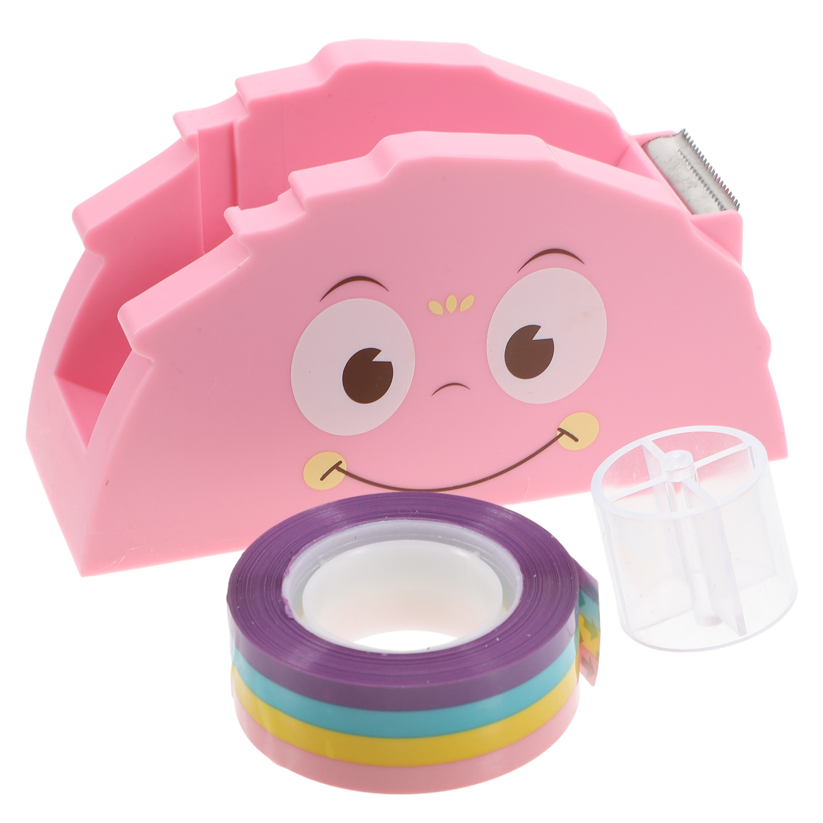 1 set 1 Set Cute Cartoon Monster Tape Dispenser For Kids School Supplies Mini Refillable Desktop Holder Pink Practical Portable