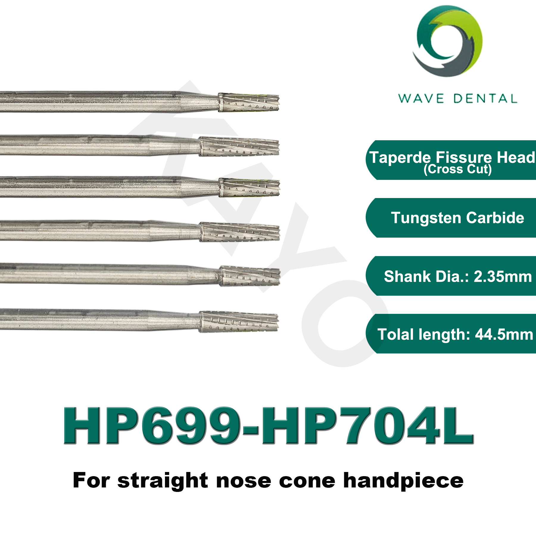 WAVE Dental Tungsten Carbide Burs Dentistry Drills Dental Strawberries HP For Straight Nose Cone Handpiece Dia 2.35mm 5Pcs/pack