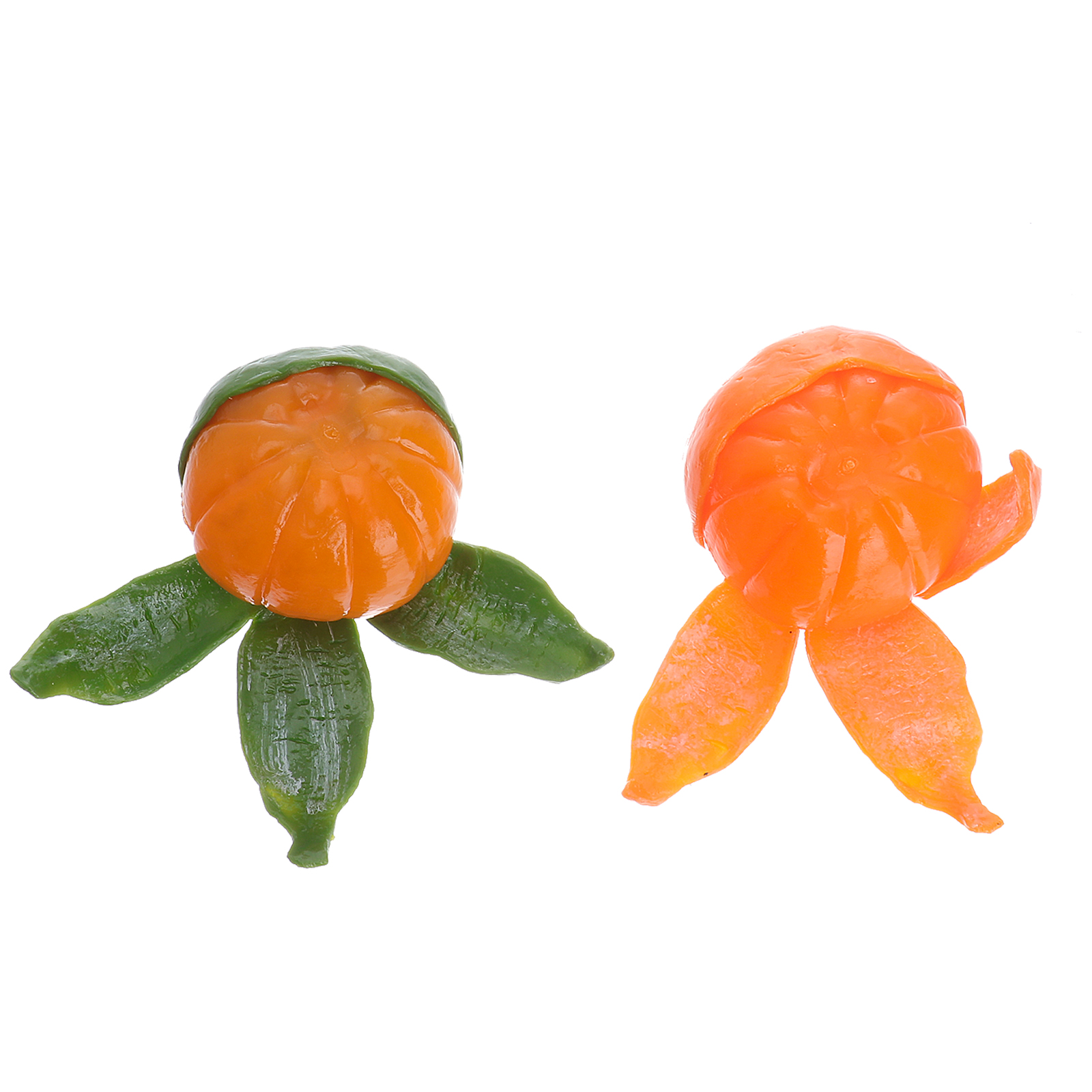 2 Pcs Orange Shaped TPR Stress Reliever Decompression Toy Squeeze Plaything Anxiety Relief for Kids Adults