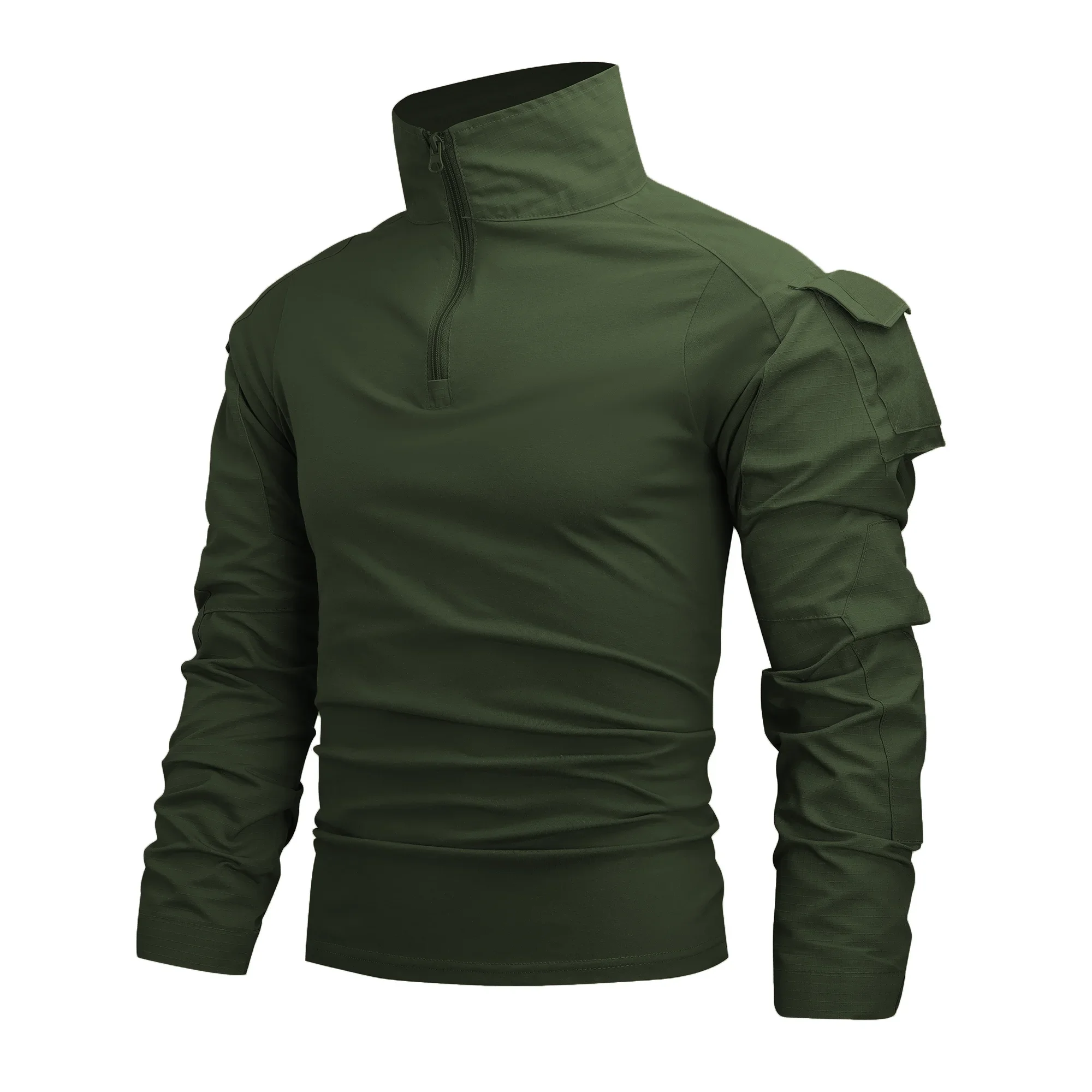 Outdoor Tactical Shirts Men&#039;s Camouflage Shirt 1/4 Zip Long Sleeve Combat T Shirt Cotton Airsoft Shirts